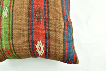 18"x18" Kilim Pillow Cover  Handmade Turkish Vintage Cushion Tribal Lumbar 3031