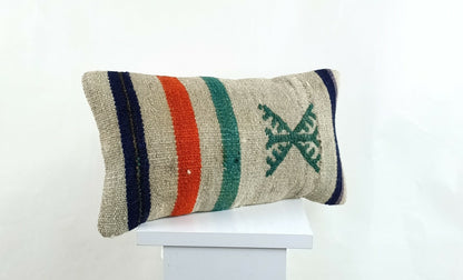 Kilim Pillow Cover 8x16 in Handmade Oriental Rug Tribal Ethnic Lumbar Case A1371