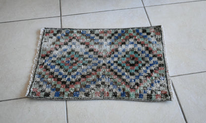 Oushak Runner 1.8x1.2 ft Vintage Turkish Rug Small Runner Anatolian Rug Y08