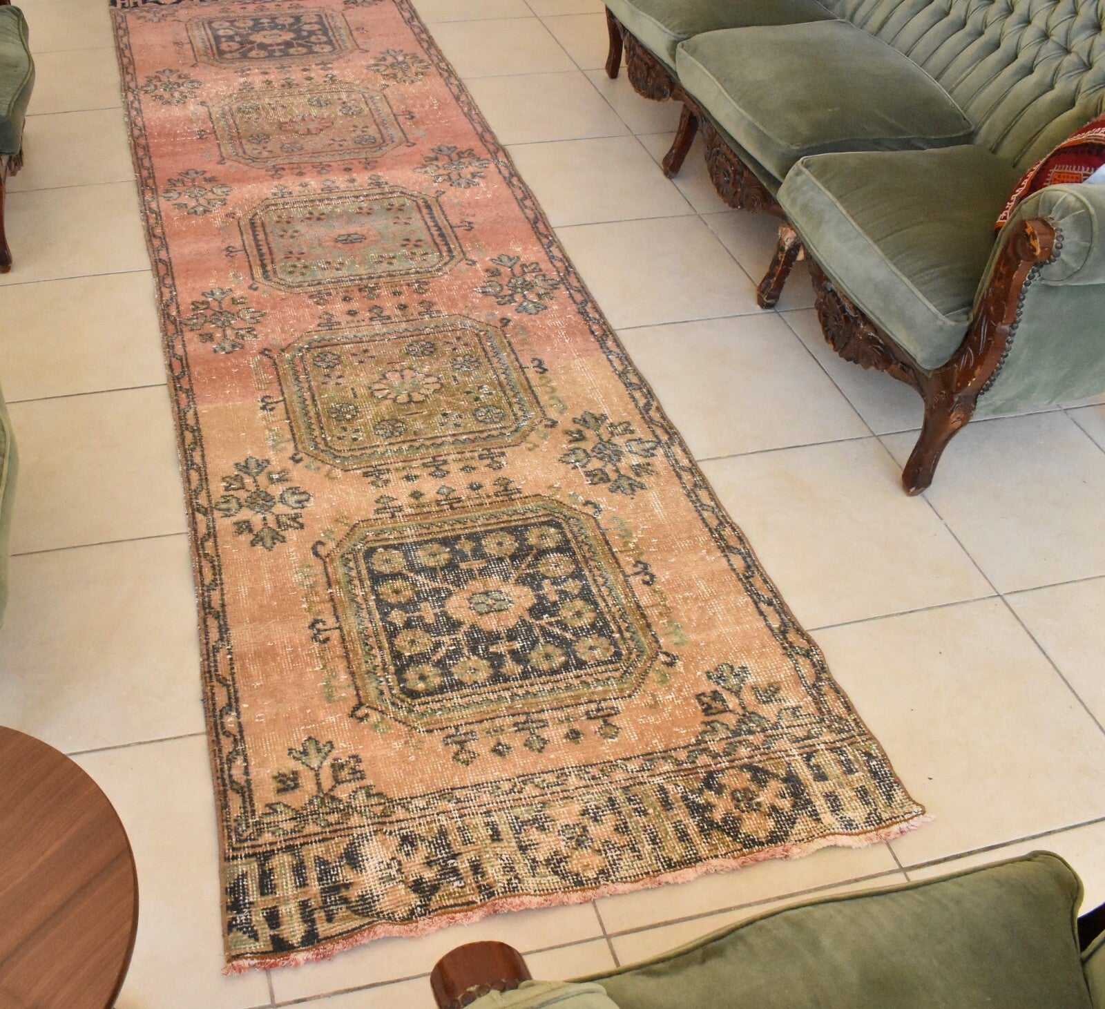 Traditional Handmade Runner Rug 3 x 11 ft Traditional Vintage Oushak Kilim C06