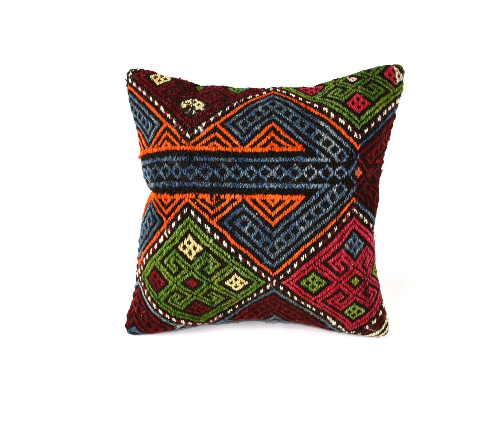 14"x14" Kilim Pillow Cover Handmade Turkish Tribal Ethnic Boho Rug Cushion 4256