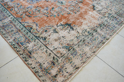 Large Turkish Rug 8.4x5.6 ft Vintage Rug Faded Oushak Rug Living Room Carpet B16