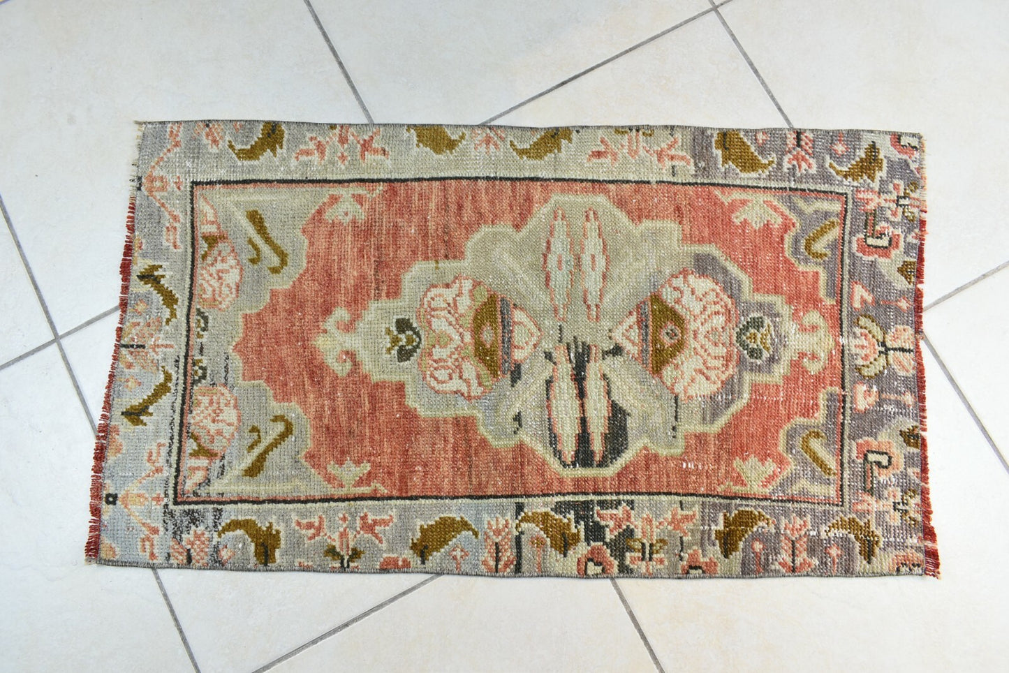 Anatolian Runner 2.8x1.6 ft Vintage Turkish Runner Oushak Runner Rug Y38