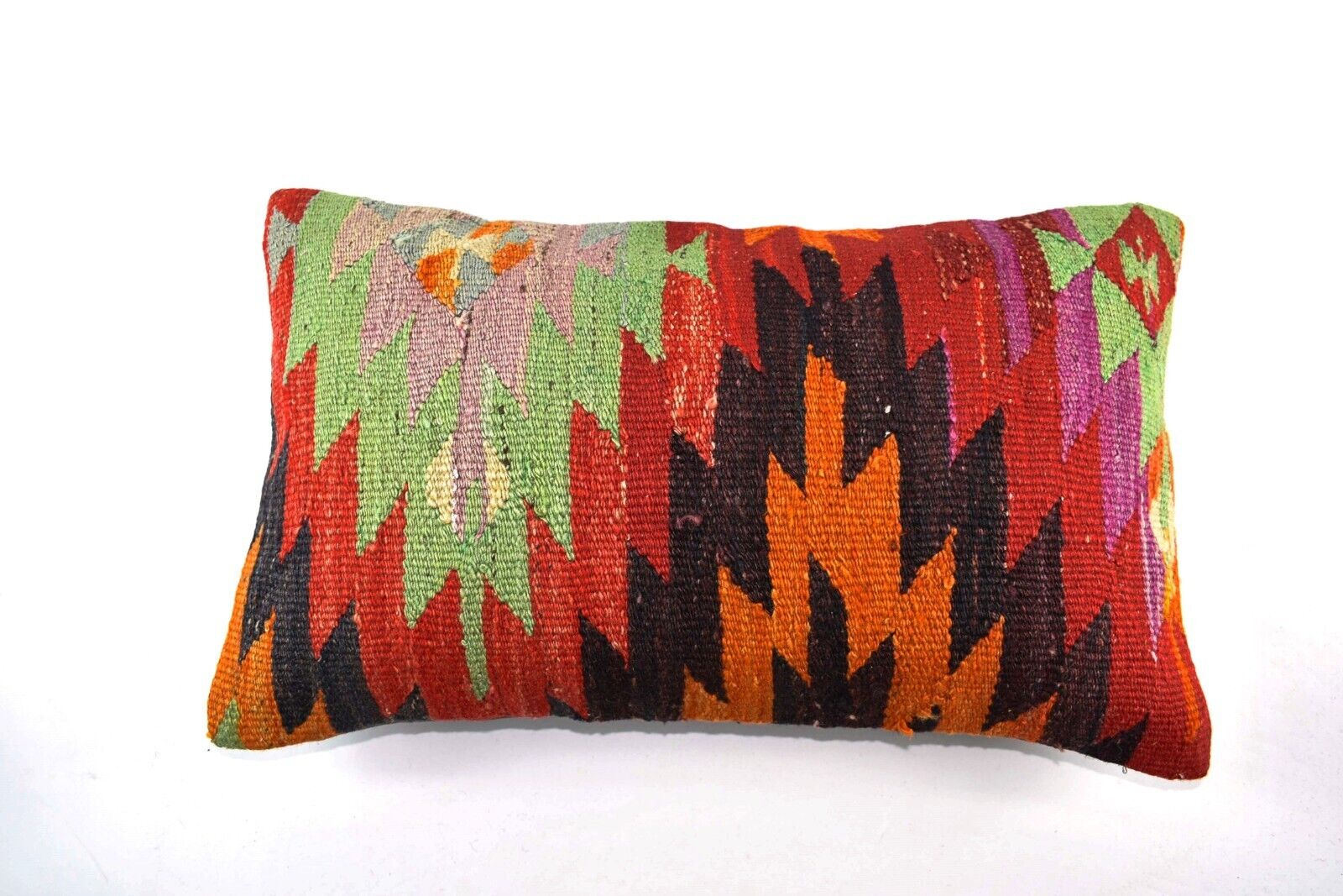 Kilim Pillow Cover 12x20 Handmade Turkish Rug Boho Ethnic Lumbar Cushion 4433