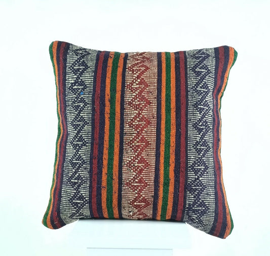 Oushak Kilim Pillow Cover 16x16 Handmade Anatolian Traditonal Wool Cushion A454