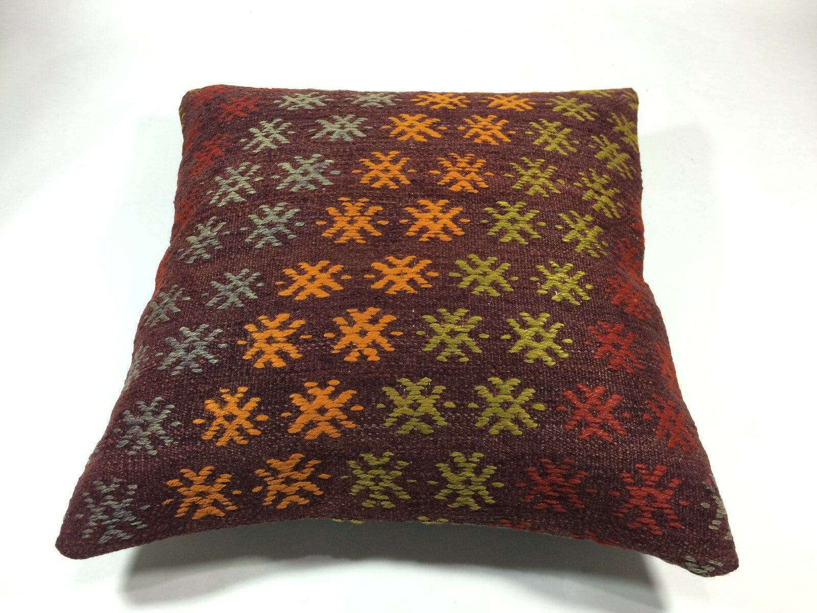 Kilim Pillow Cover 18x18 Vintage Turkish Rug Boho Handmade Lumbar Cushion A106