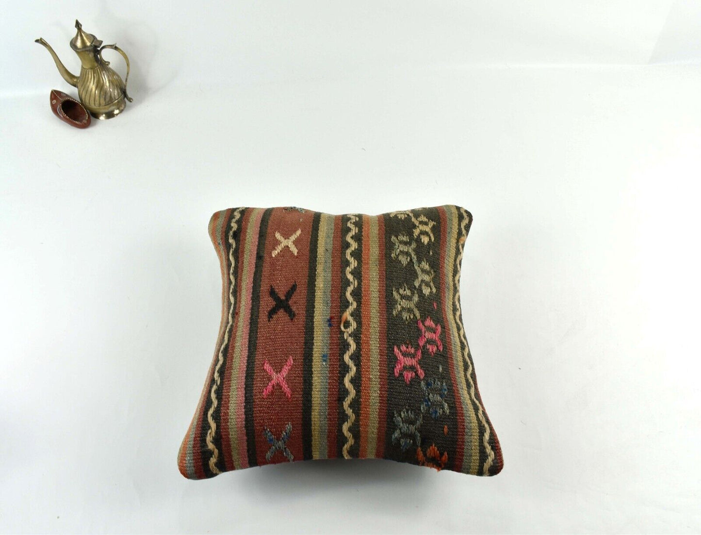 14"x14" Kilim Pillow Cover Handmade Turkish Tribal Ethnic Boho Rug Cushion 3460