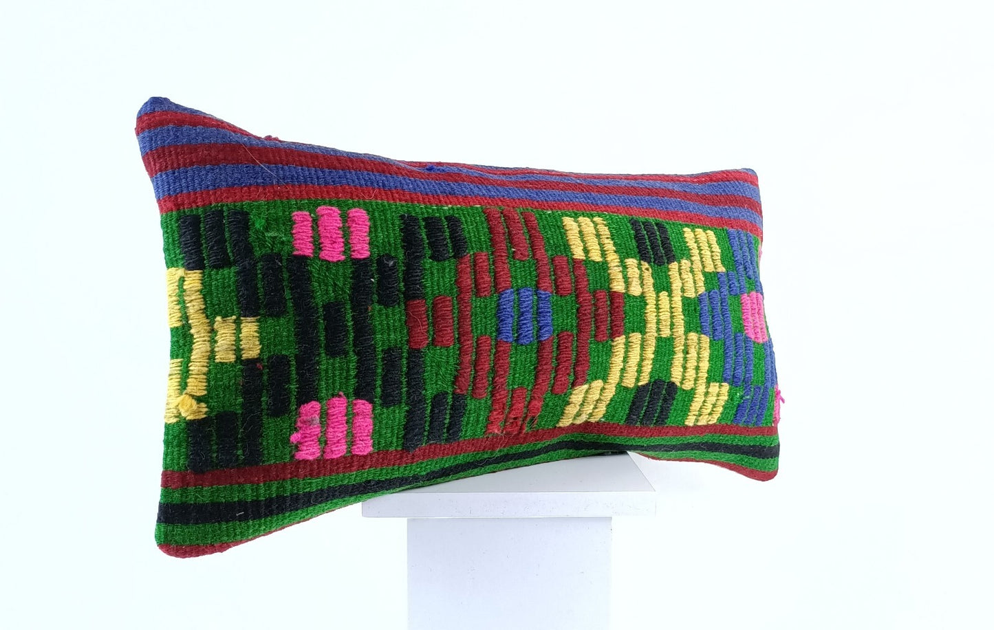 12x24 Kilim Lumbar Cushion Cover Turkish Tribal Vintage Ethnic Pillow E896