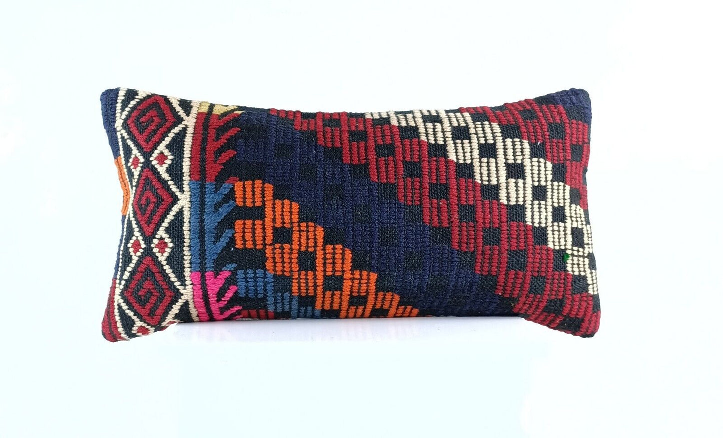 Handmade Turkish Kilim Pillow Cover 12x24 Ethnic Boho Sofa Lumbar Cushion E994