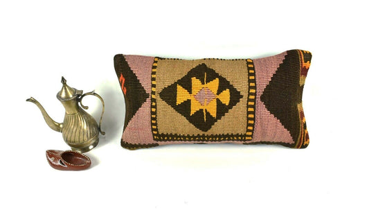 Kilim Pillow Cover 8x16 in Vintage Home Decorative Ethnic Lumbar Case A2010