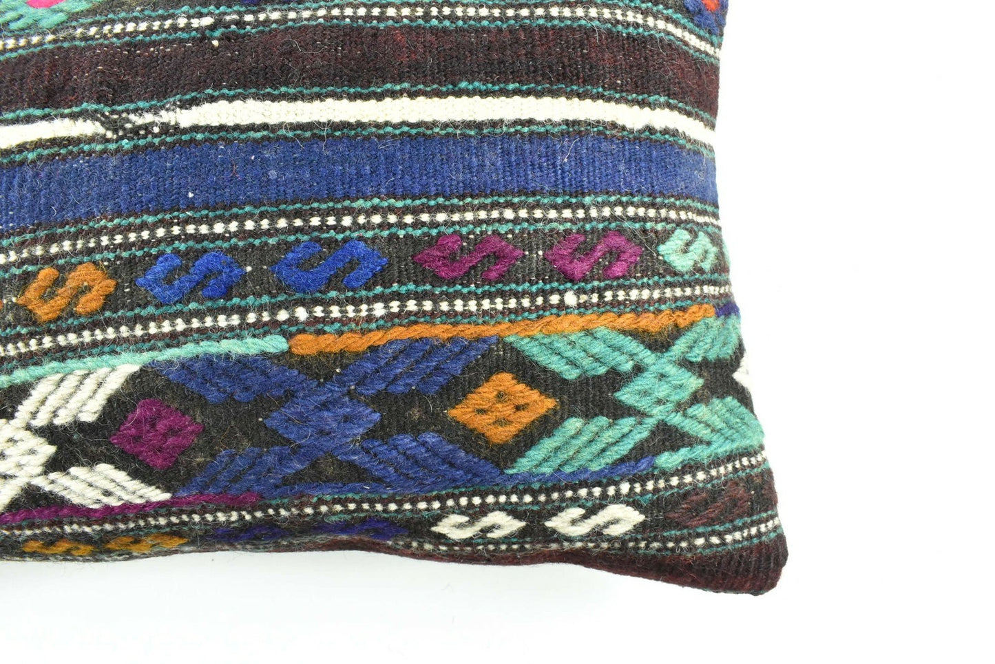 Kilim Pillow Cover 12x20 Turkish Handmade Vintage Couch Lumbar Cushion  A1802