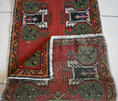 Anatolian Runner 3.3x1.7 ft Vintage Turkish Runner Oushak Runner Rug Y20
