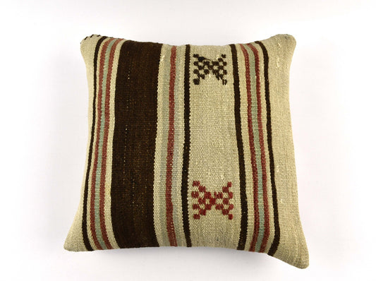 18"x18" Kilim Pillow Cover  Handmade Turkish Vintage Cushion Tribal Lumbar 4625