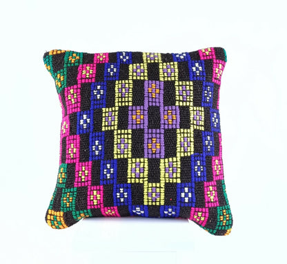 Kilim Pillow Cover 16x16 Anatolian Traditonal Wool Boho Sofa Lumbar Cushion A598