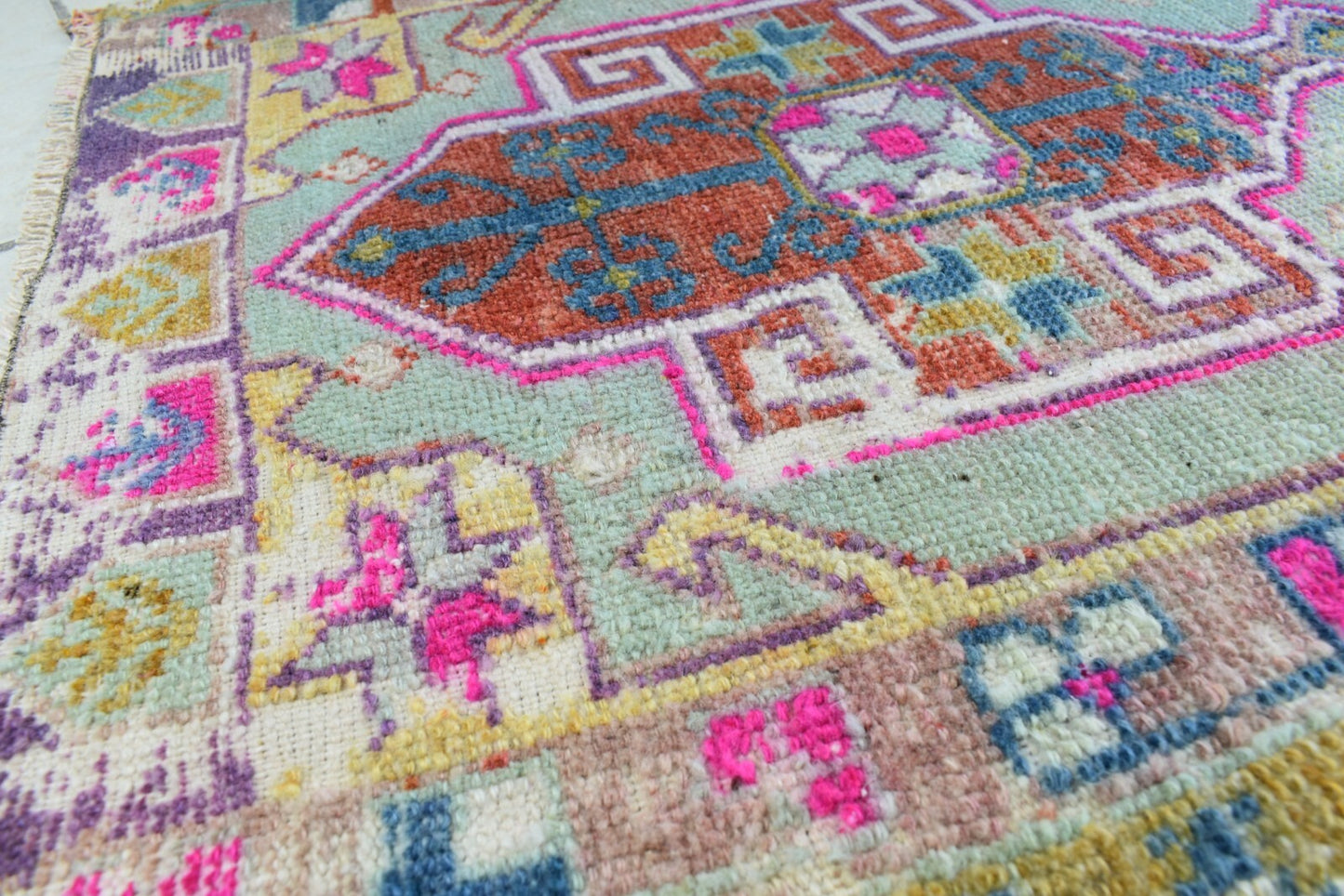 Anatolian Runner 3.3x1.7 ft Vintage Turkish Runner Oushak Runner Rug Y42