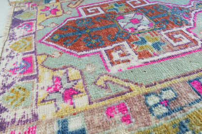 Anatolian Runner 3.3x1.7 ft Vintage Turkish Runner Oushak Runner Rug Y42