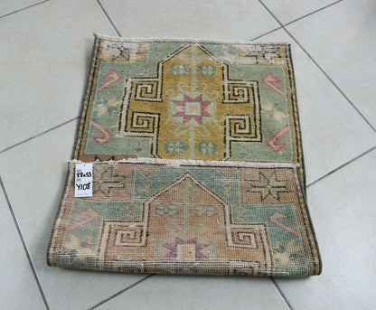 Turkish Runner 2.8x1.7 ft Mini Anatolian Rug Vintage Runner Turkish Runner Y108