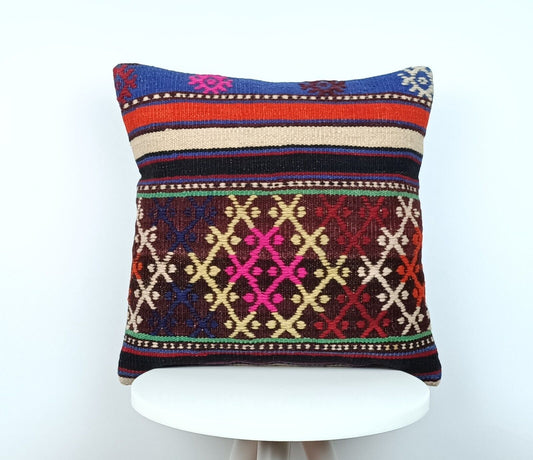 16x16 Ethnic Vintage Turkish Rug Pillow Cover Home Decorative Boho Cushion E243