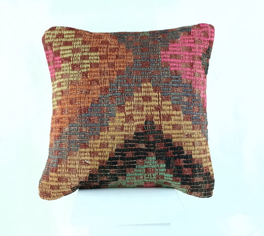 16x16 Ethnic Vintage Turkish Rug Pillow Cover Home Decorative Boho Cushion 2321