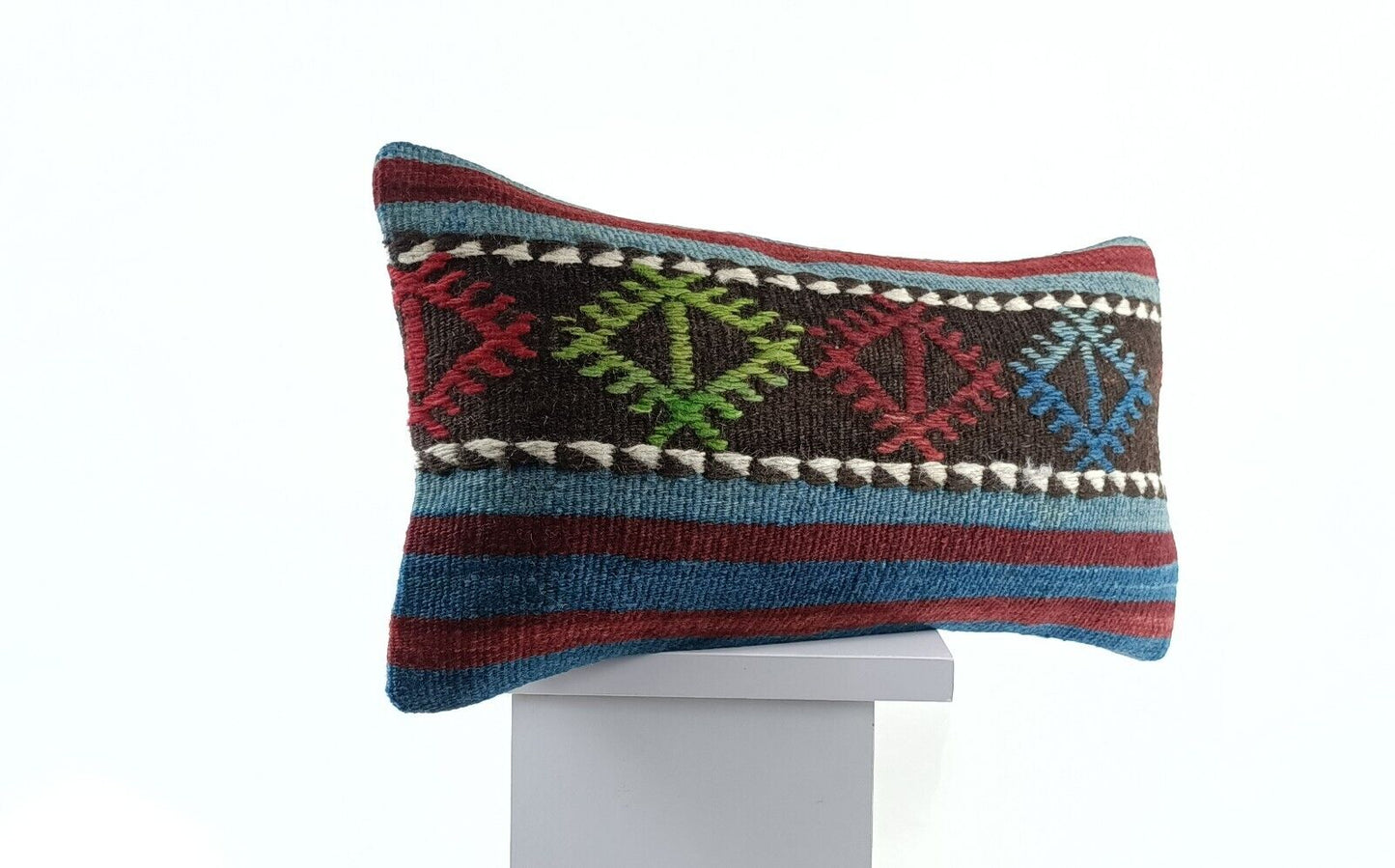 Oushak Pillow Cover 8x16 Handmade Turkish Oriental Kilim Decorative Lumbar E749