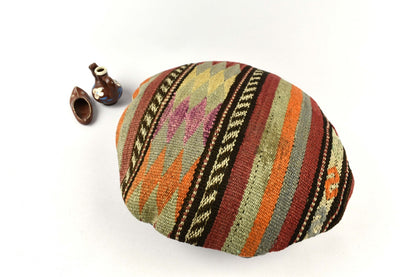 Kilim Round Pillow Cover 18" in Tribal Vintage Turkish Carpet Round Cushion 4942