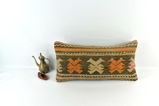 Home Decorative Handmade 12x24 Tribal Vintage Turkish Kilim Pillow Cover 3367