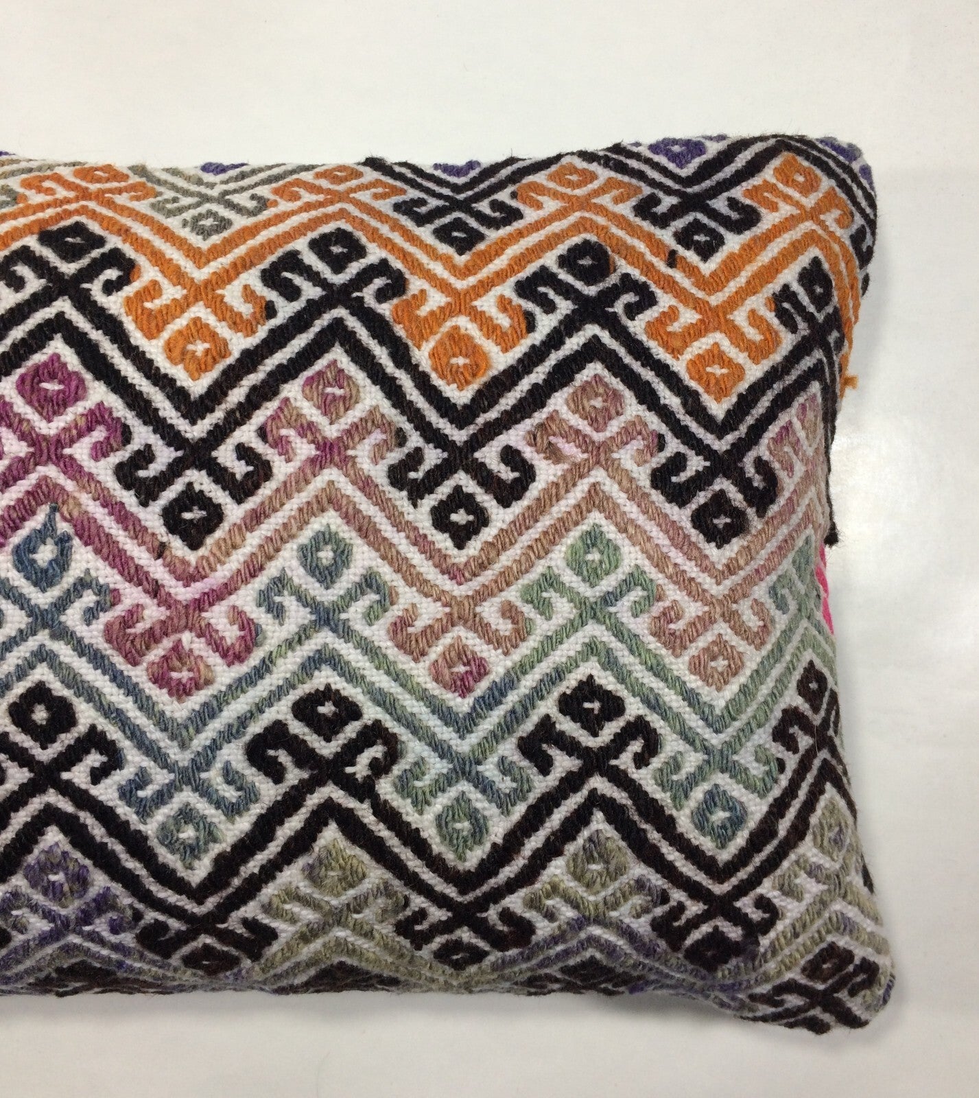 Kilim Pillow Cover 12x20 Handmade Turkish Rug Boho Ethnic Lumbar Cushion 864