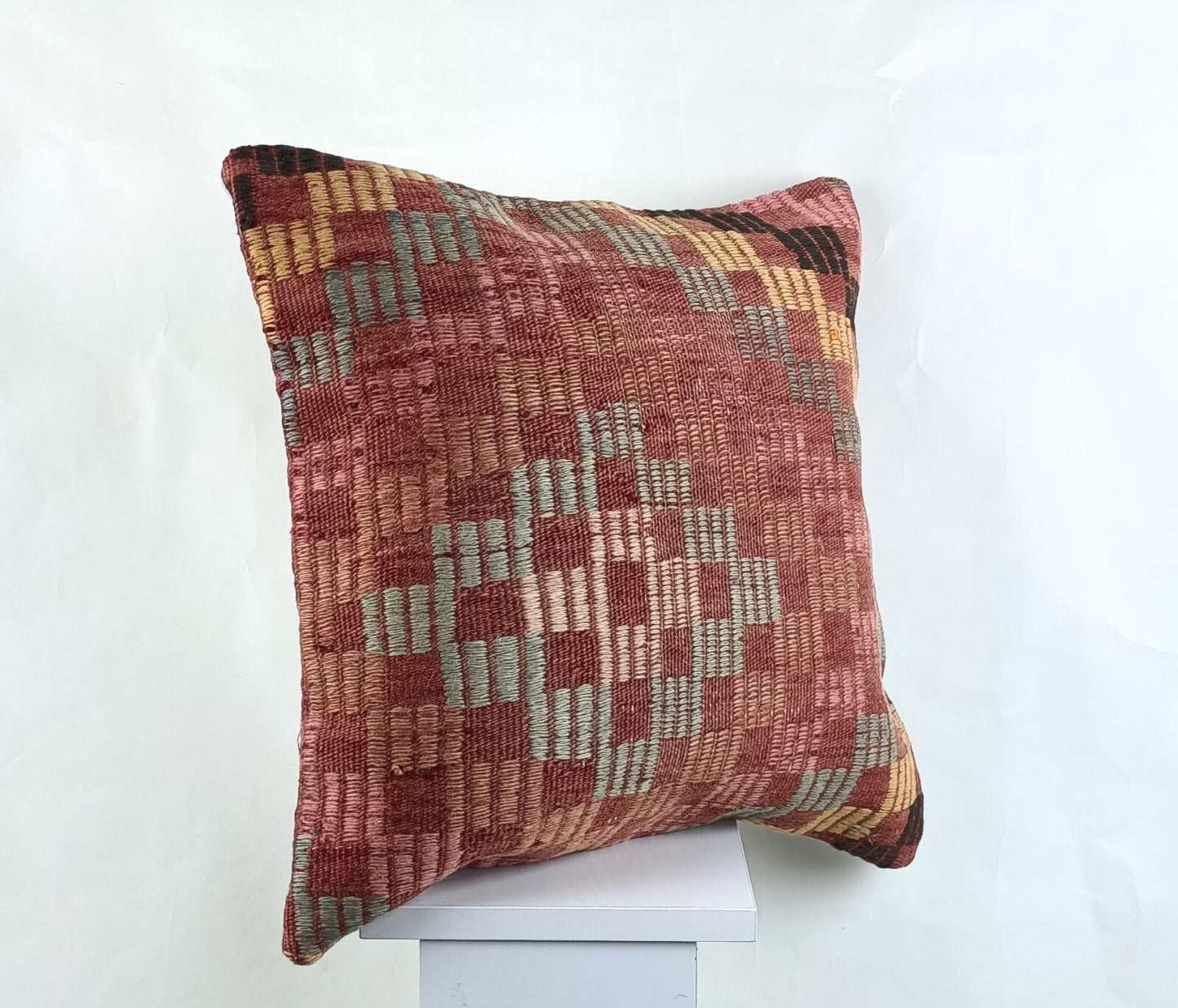 18"x18" Kilim Pillow Cover  Handmade Turkish Vintage Cushion Tribal Lumbar 2671