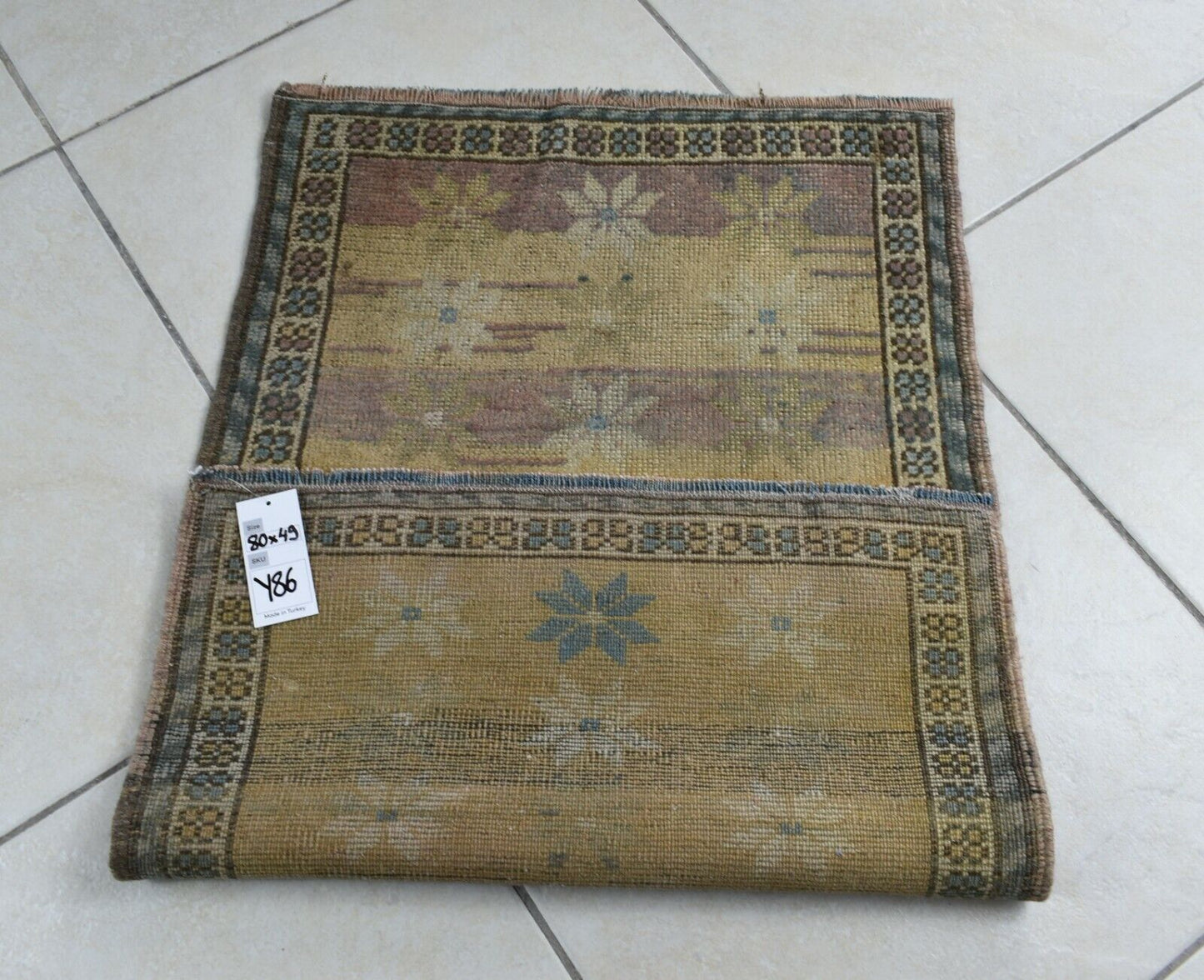 2.6x1.6 ft Anatolian Runner Small Vintage Rug Oushak Runner Mini Turkish Rug Y86