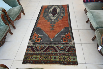 Small Turkish Runner 7.2x3.1 ft Vintage Runner Hallway Runner Handwoven Rug R45