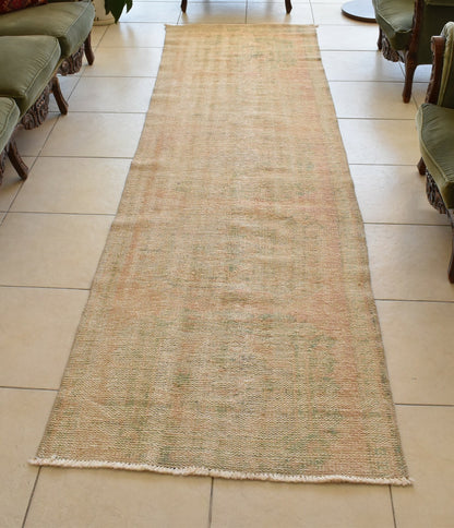 Vintage Oushak Runner 3 x 10.4 ft Handmade Wool Turkish Long Floor Rug C19