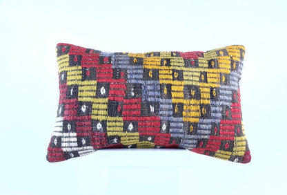 Kilim Pillow Cover 12x20 Handmade Turkish Rug Boho Ethnic Lumbar Cushion 1924