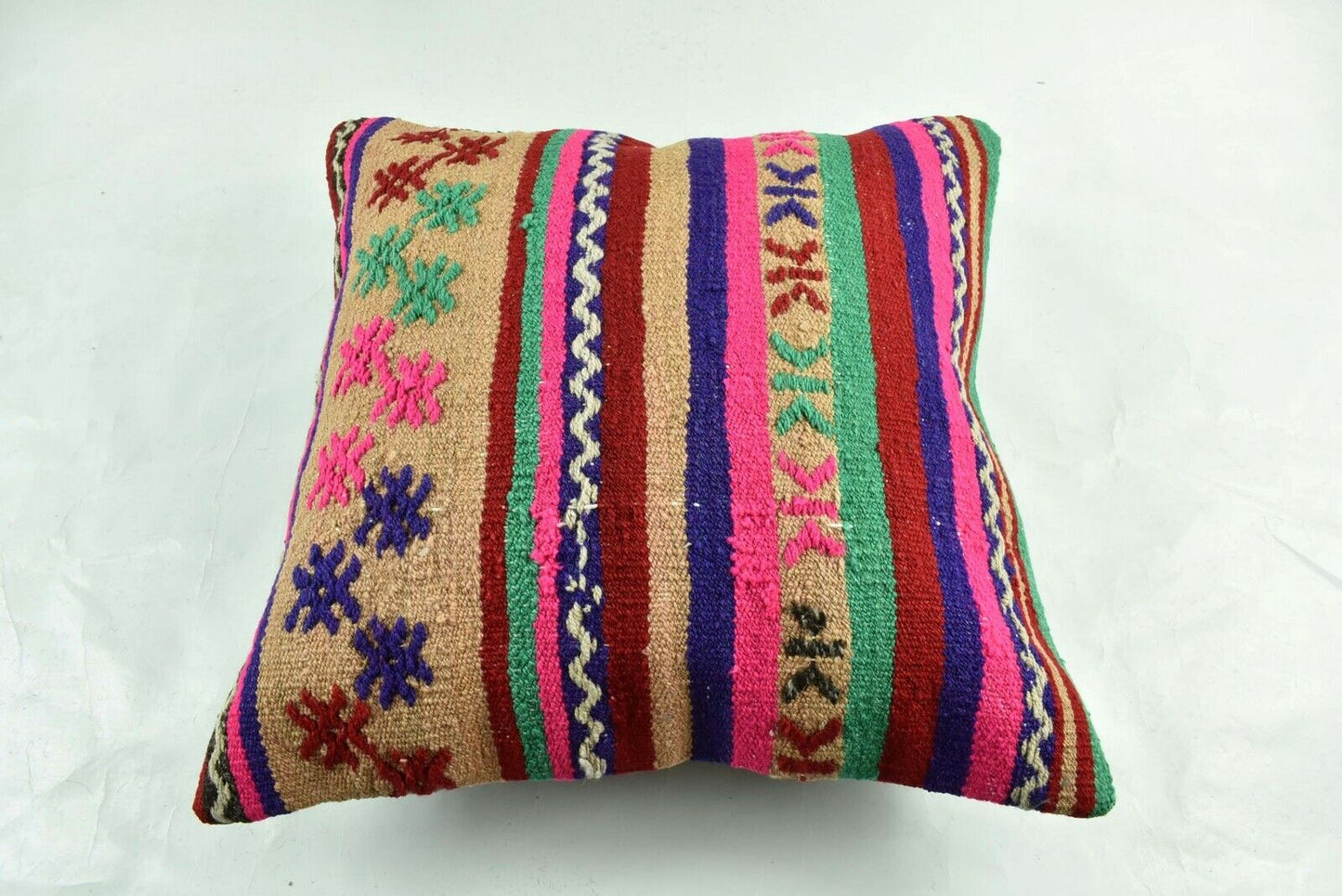 Kilim Pillow Cover 20x20 Home Decorative Handmade Ethnic Oushak Rug Pillow A1870