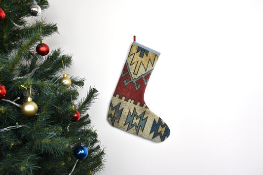 Kilim Christmas Stocking Vintage Rug Stocking Ethnic Decorative Xmas Socks S981
