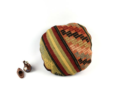 Kilim Round Pillow Cover 18" in Tribal Vintage Turkish Carpet Round Cushion 4934