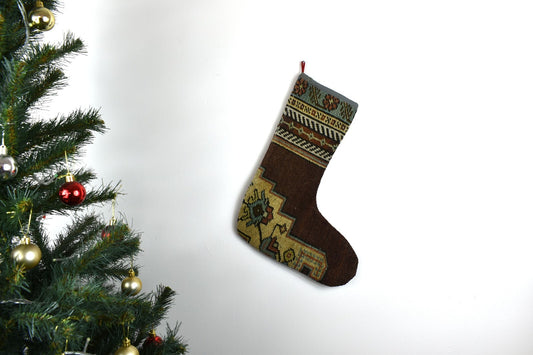 Kilim Christmas Stocking Vintage Rug Stocking Ethnic Decorative Xmas Socks S568