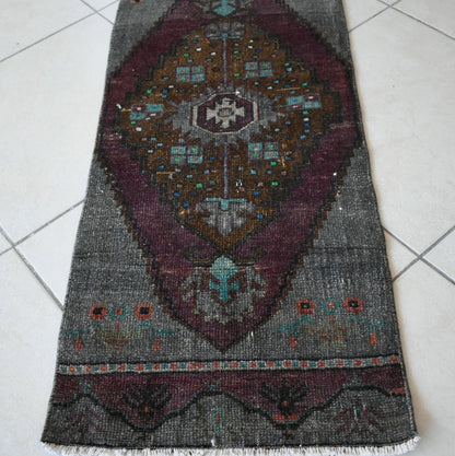 Anatolian Runner 3.7x1.4 ft Vintage Turkish Runner Oushak Runner Rug Y17