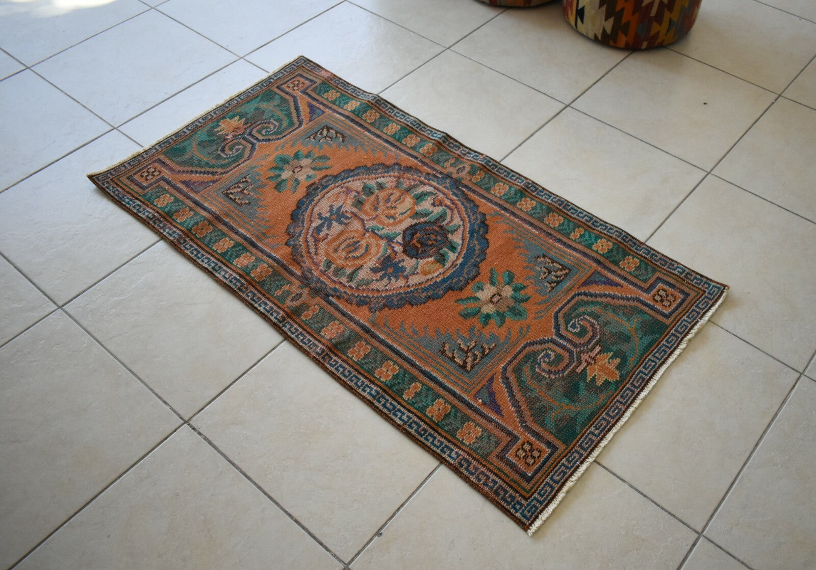 Small Turkish Runner 4.4x2.2 ft Vintage Runner Hallway Runner Handwoven Rug R14