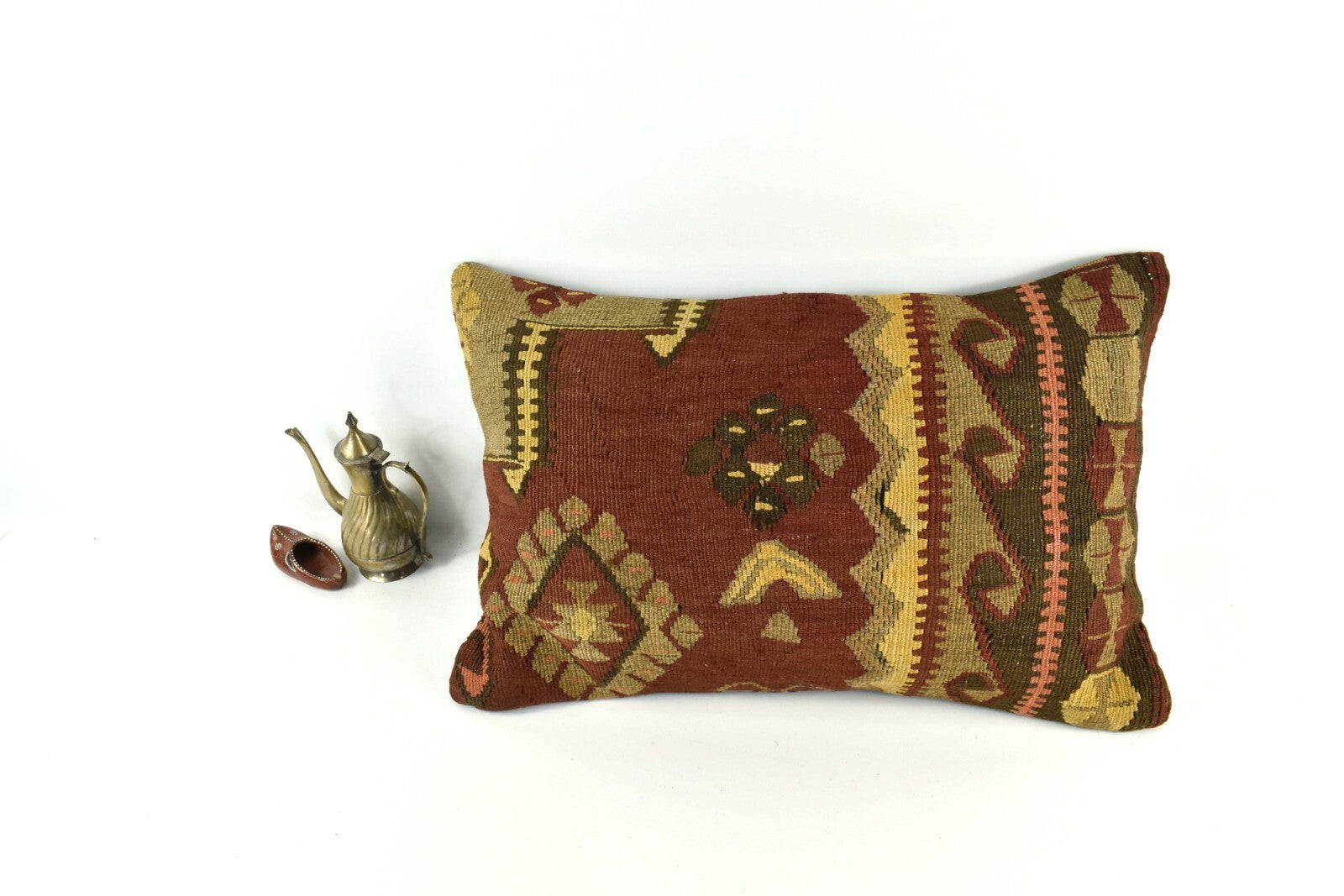 Kilim Pillow Cover 16x24 Tribal Vintage Turkish Carpet Lumbar Pillow Cover 3917