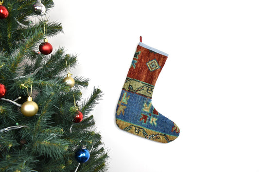 Kilim Christmas Stocking Vintage Rug Stocking Ethnic Decorative Xmas Socks S980