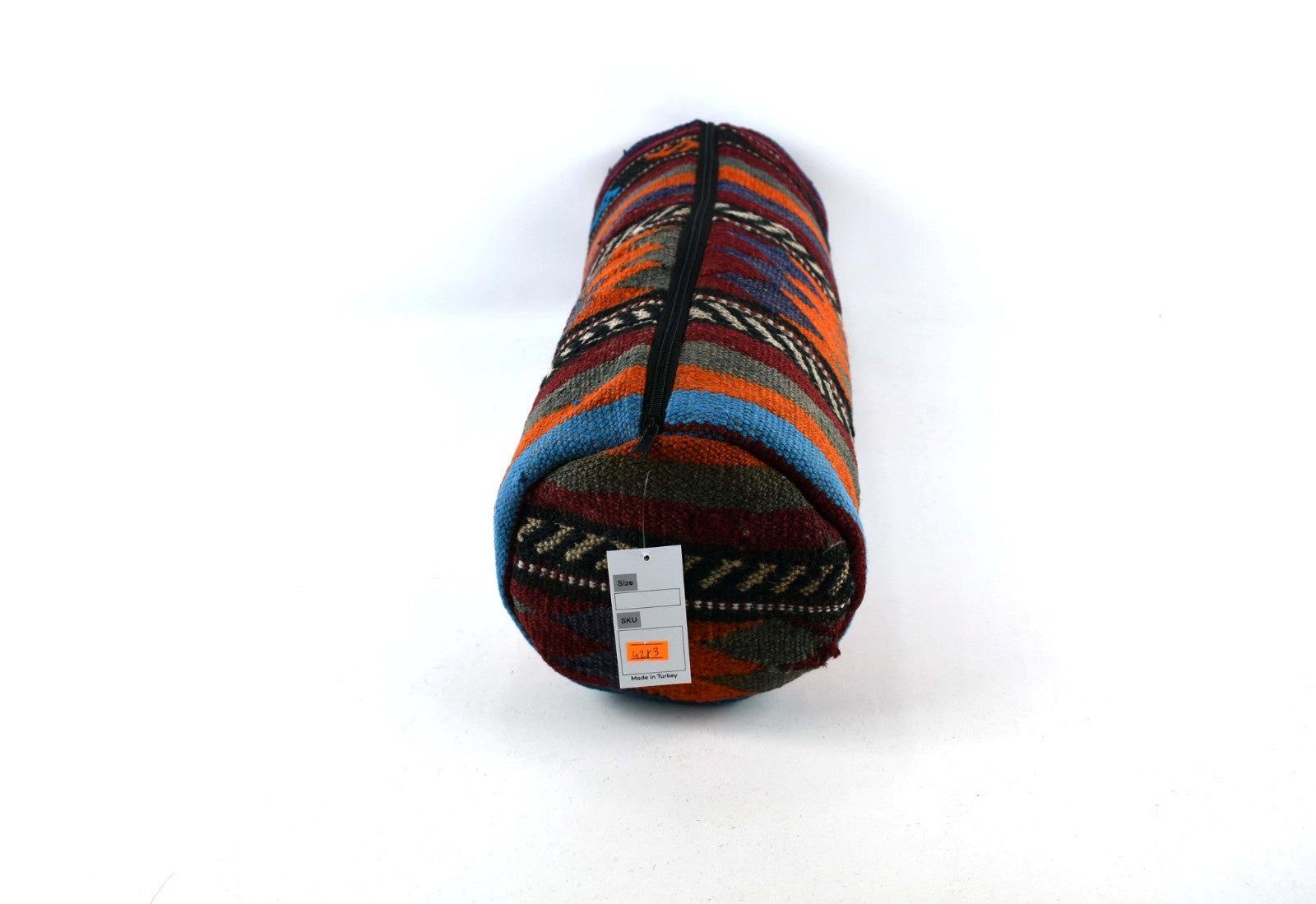 Kilim Bolster Pillow Cover 8x20 in Tribal Vintage Turkish Carpet Bolster Cushion