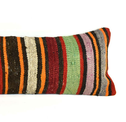 Lumbar Pillow Cover 12x36 Handknotted Kilim Rug Boho Wool Vintage Cushion  A2041