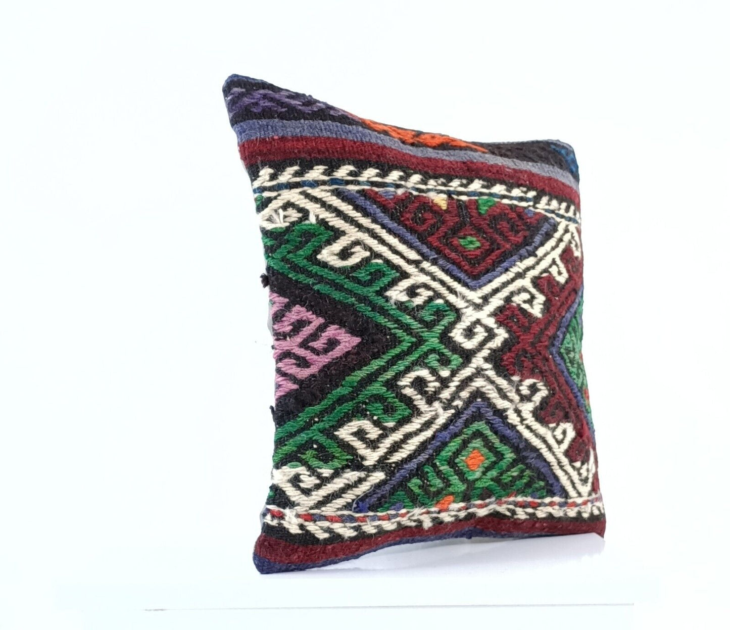 14"x14" Kilim Pillow Cover Handmade Turkish Tribal Ethnic Boho Rug Cushion E1294