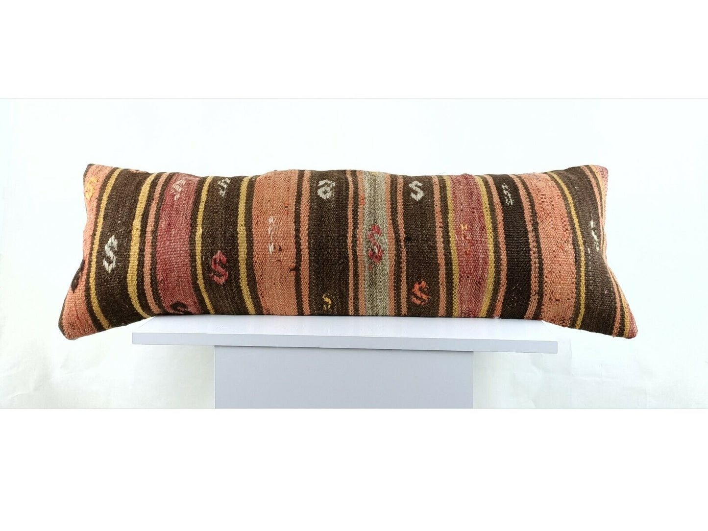 Long Kilim Lumbar Pillow  Cover 12x36 Handmade Anatolian Ethnic  Cushion A1507