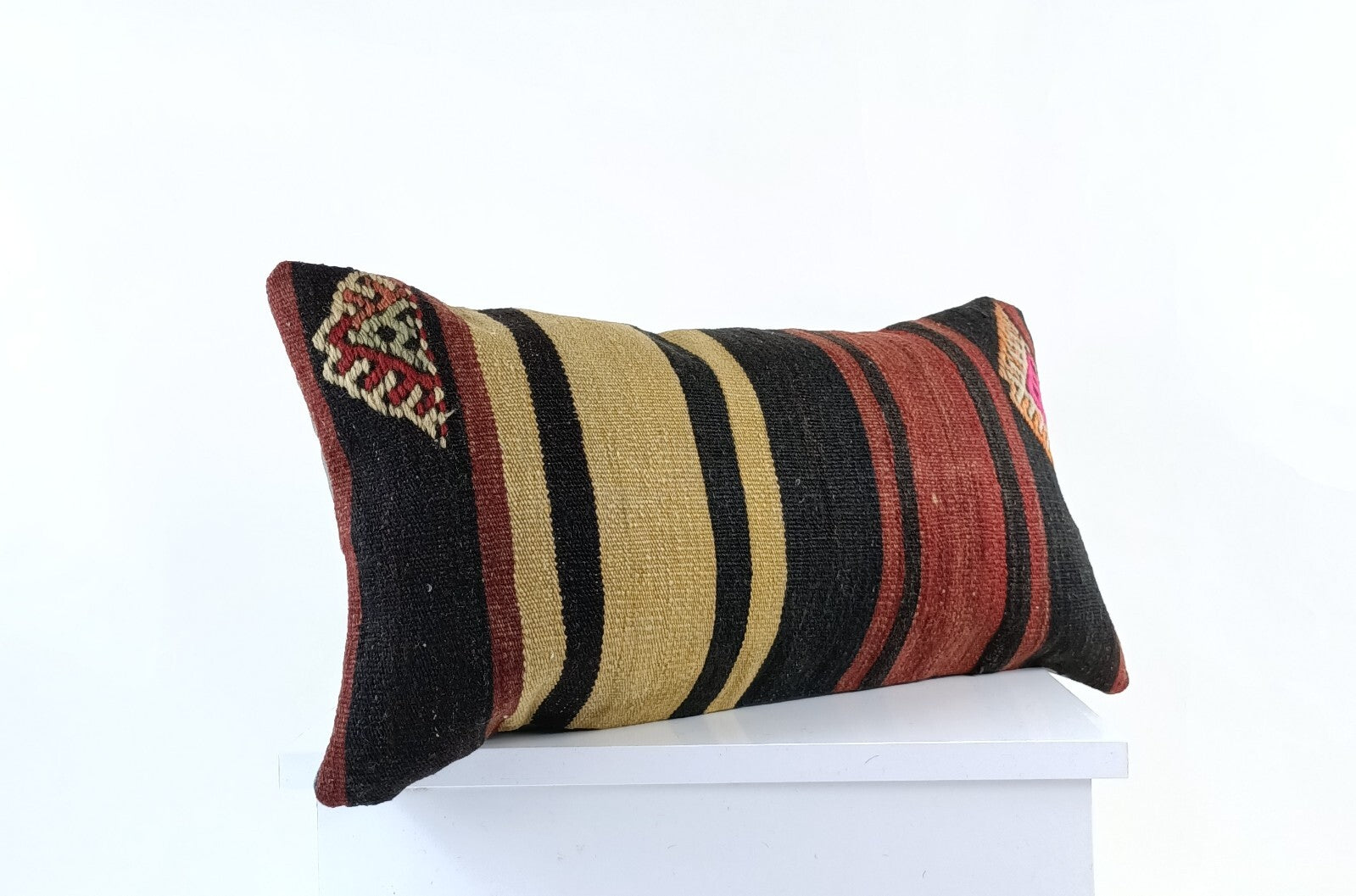 10x20 Kilim Lumbar Pillow Cover Vintage Ethnic Oushak Kilim Pillow Cover E1103