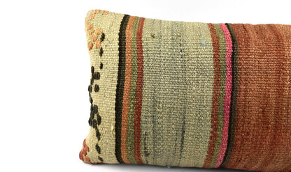 10x20 Kilim Lumbar Pillow Cover Vintage Ethnic Oushak Kilim Pillow Cover 4850