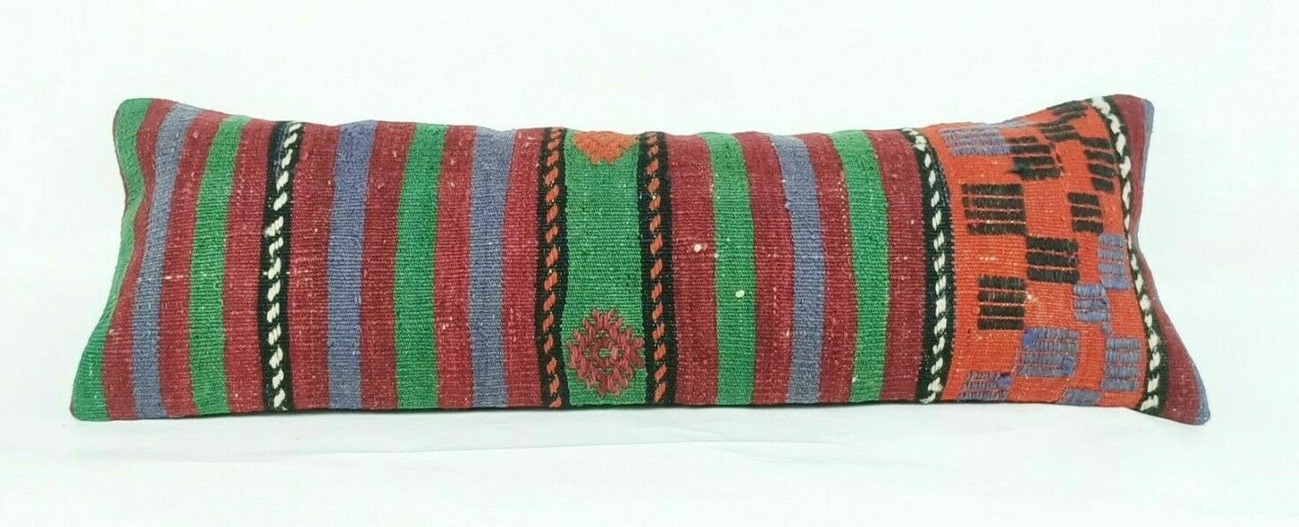 12x36 Kilim Pillow Cover Handmade Turkish Rug Vintage Ethnic Lumbar Cushion E670