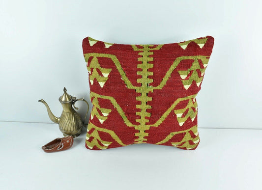 Kilim Pillow Cover 14x14 Vintage Home Decorative Sofa Couch Cushion A1730