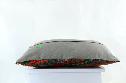 Kilim Pillow Cover 12x20 Handmade Turkish Rug Boho Ethnic Lumbar Cushion E1073