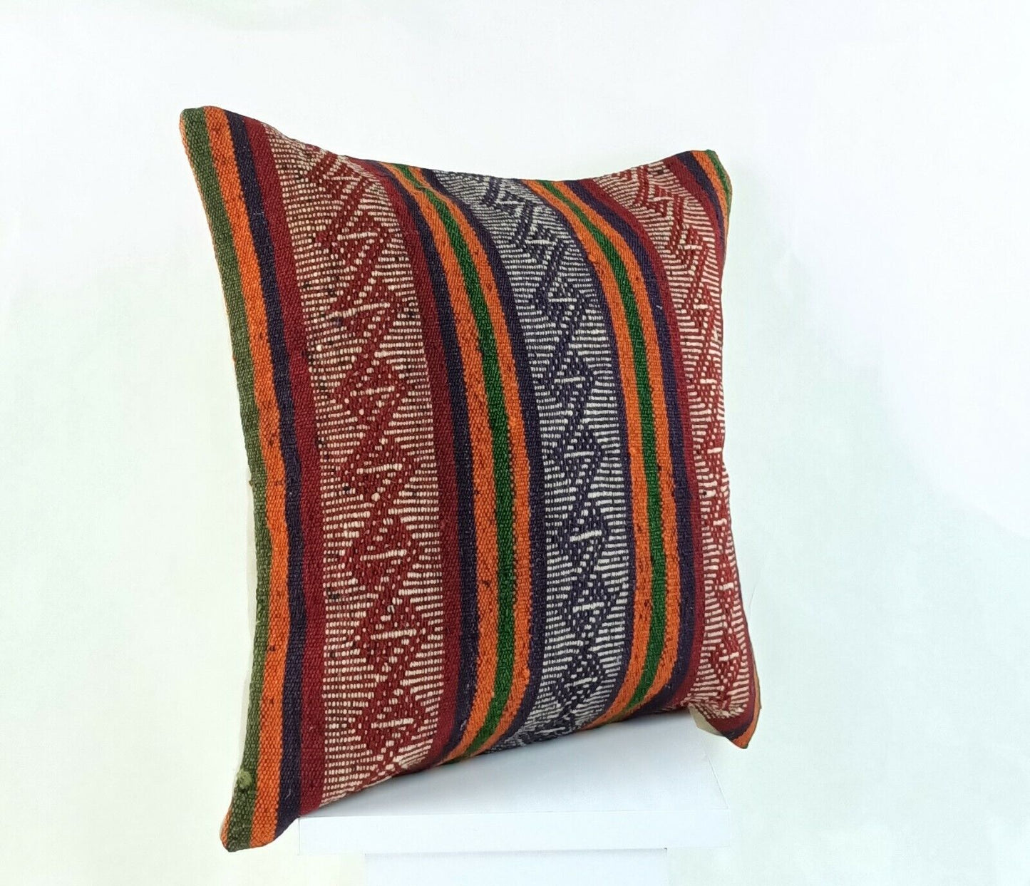 Kilim Pillow Cover 16x16 Handmade Turkish Home Decorative Wool Sofa Cushion A828